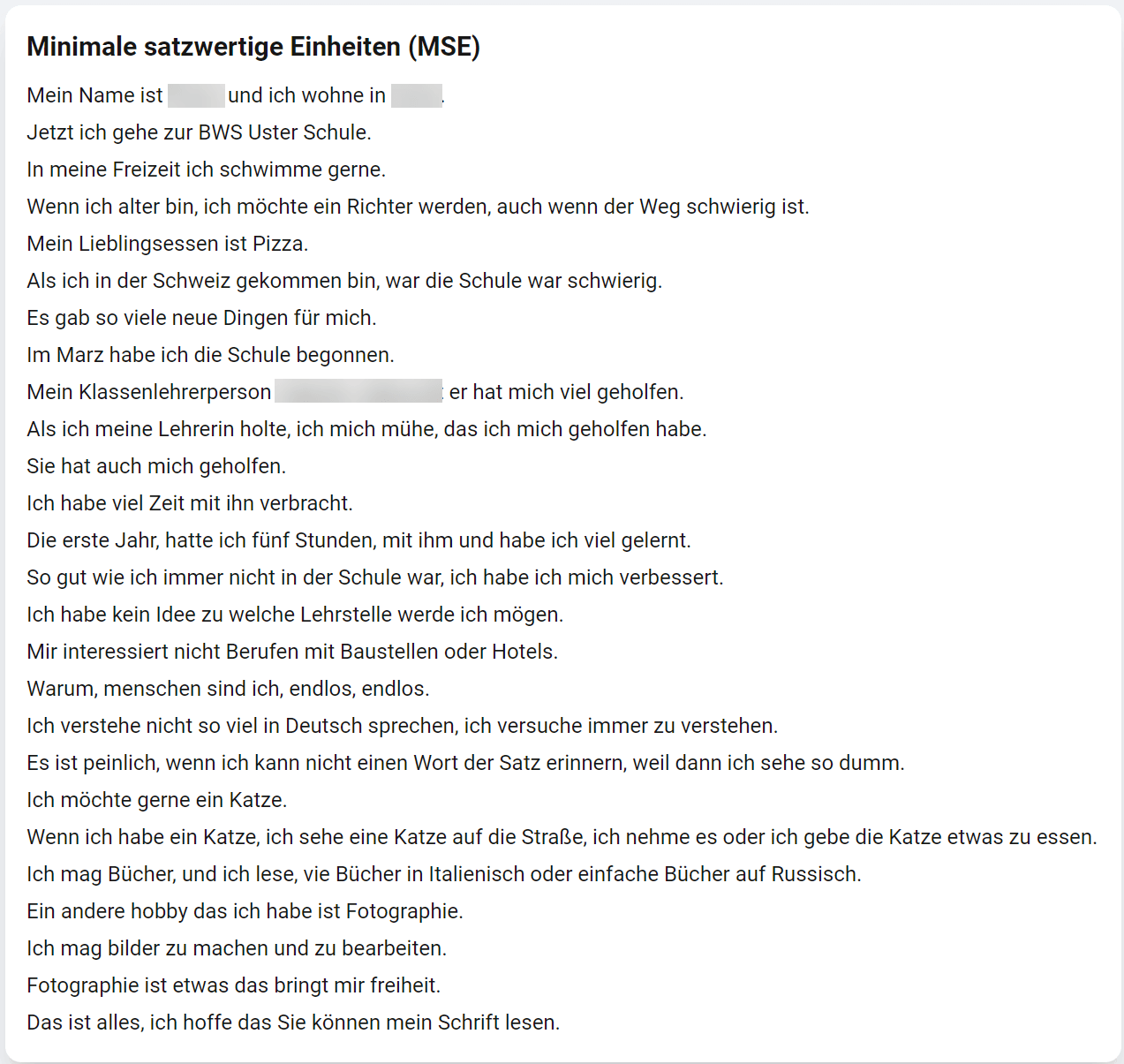 Aufteilung in minimale satzwertige Einheiten (MSE)